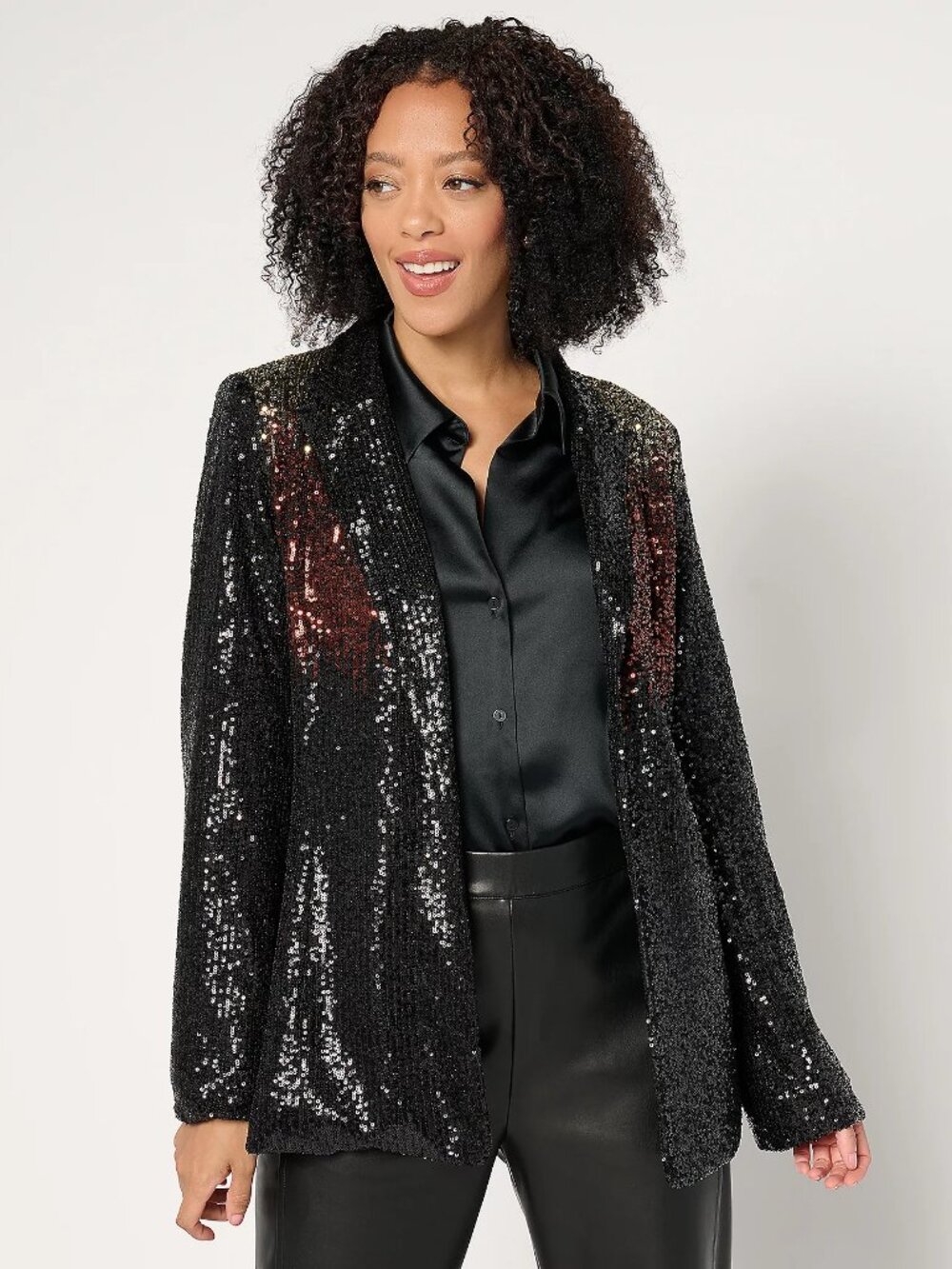 Dennis Basso Sequin Blazer with Ombre Detail at Shoulder, Sz 8 a672937